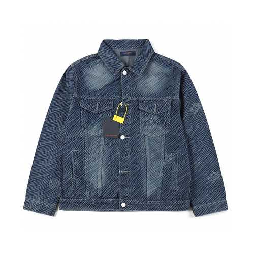 Giubbotto in denim a righe diagonali LV23Fw