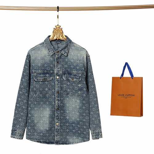 Louis Vuitton LV Decostructed Splicing Old Flower Stampa su tutta la superficie Giacca di jeans da l