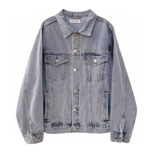 Cappotto giacca di jeans con lettera ricamata gialla BLCG Balenciaga