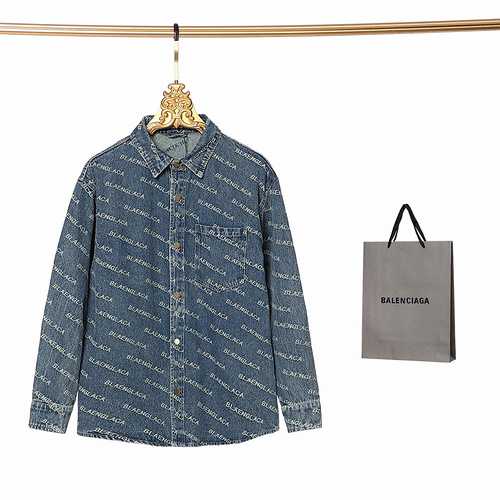 BLCG Balenciaga Cappotto giacca di jeans jacquard pesante con lettera inglese completa