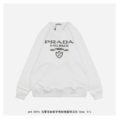 PRD 23Fw Maglione girocollo ricamato con lettera medaglia a mosaico