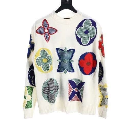 Maglione girocollo lavorato a maglia con logo LV jacquard