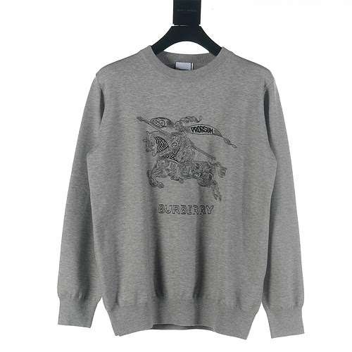 Burberry BBR 23Fw Maglione girocollo lavorato a maglia con cavallo da guerra ricamato