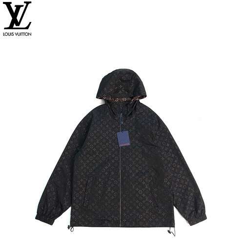 LVLouis Vuitton LV AOP Cappotto con cappuccio con motivo jacquard scuro