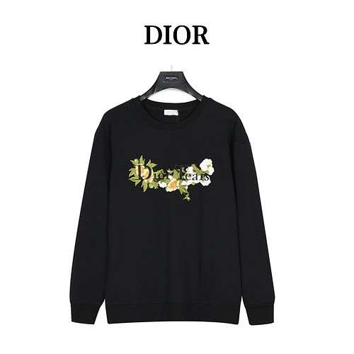 Maglione girocollo in cotone con motivo a lettere in cotone ricamato con marchio CD Dior X TEARS Co