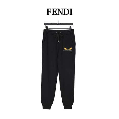 Fen diFendi 23Fw Pantaloni con protezione con cerniera Little Monster Demon Eye