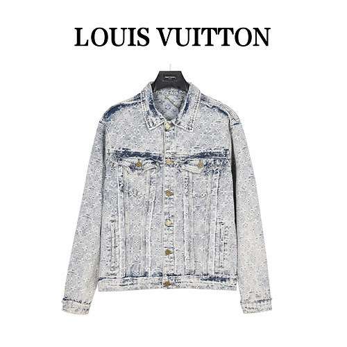 LVLouis Vuitton 23Fw Cappotto in denim con lavaggio con nappe a fiori antichi