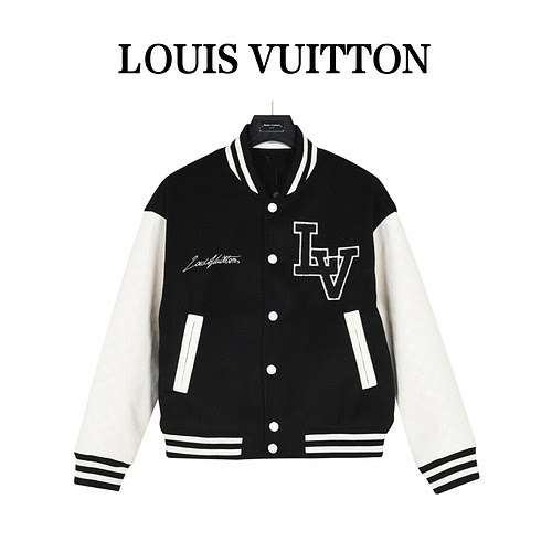 Cappotto giacca da baseball con maniche in pelle divisa LVLouis Vuitton 23Fw