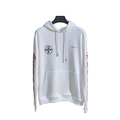 O FF W HITE CO VIRGIL ABLOH Felpa con cappuccio con stampa freccia dipinta di rosso bocca unisex