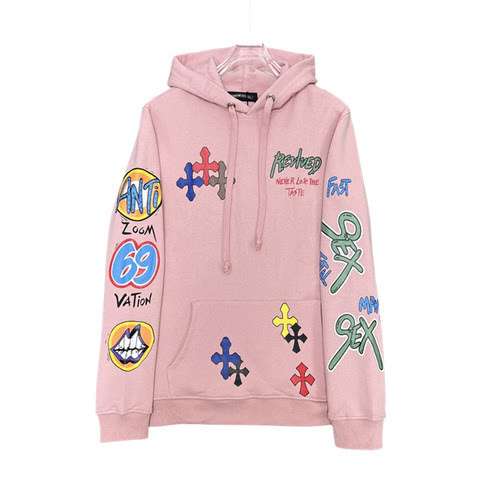 CHCroix Heart Graffiti Limited Cherry Blossom Rosa Felpa con cappuccio unisex