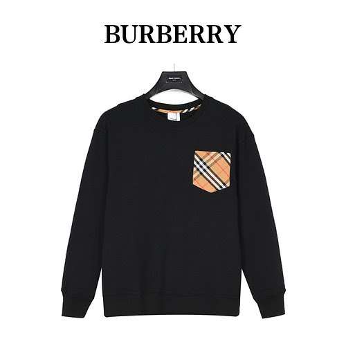 BBRMaglione girocollo a quadri scozzesi con tasca e pannello classico di Burberry