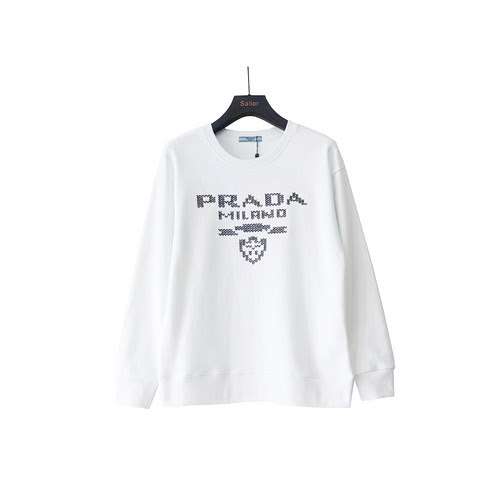 Maglione girocollo in cotone ricamato con logo Pra daPrada 23Fw