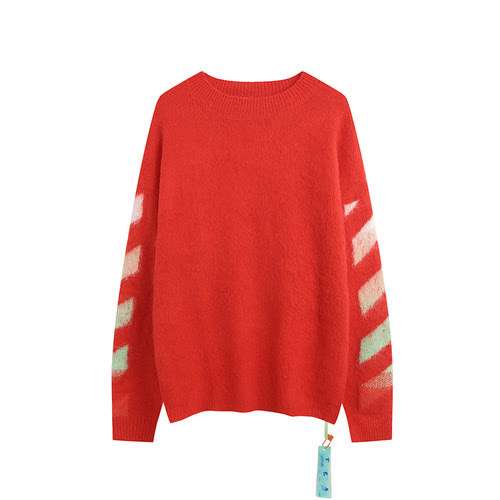 O FF W HITE Maglione in mohair lavorato a maglia con freccia sfumata rossa natalizia unisex