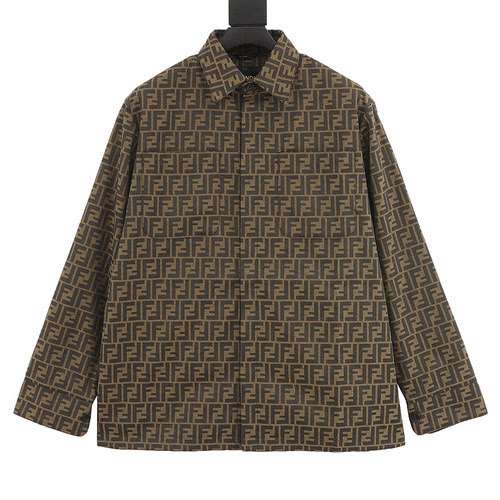 Cappotto giacca con colletto a camicia jacquard Fendi FD 22FW Double F