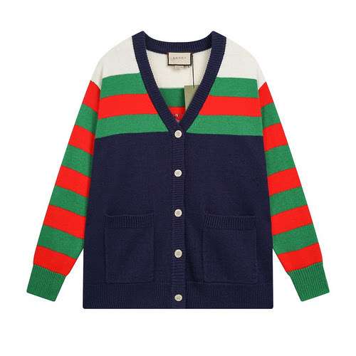 Cardigan maglione lavorato a maglia a righe rosso verde Gu cci