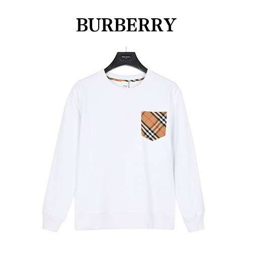 BBRMaglione girocollo a quadri scozzesi con tasca e pannello classico di Burberry