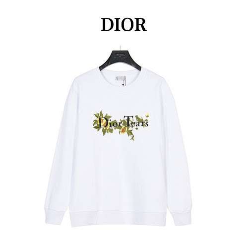 Maglione girocollo in cotone con motivo a lettere in cotone ricamato con marchio CD Dior X TEARS Co