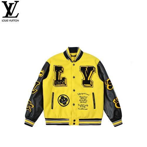 Giacca da baseball in pile impiombato giallo nero LVLouis Vuitton 2023SS