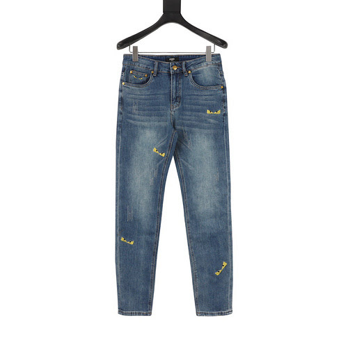 FENDI Pantaloni in denim ricamato little monster di Fendi