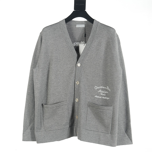 Maglione cardigan ricamato con firma Dior CD 23Fw davanti e dietro