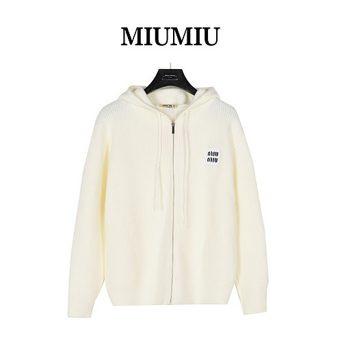 miumiuGiacca maglione con cappuccio con cerniera con logo ricamato Miumiu