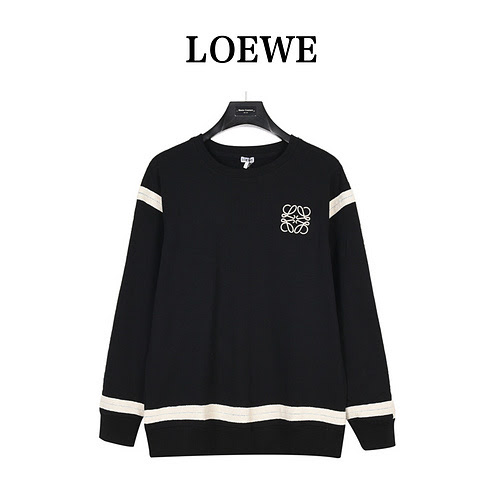 LoeweLuo Yiwei 23Fw felpa da abito girocollo ricamata con fettuccia intrecciata color block