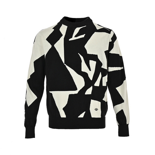 Maglione girocollo geometrico bianco e nero di LVLouis Vuitton 23Fw