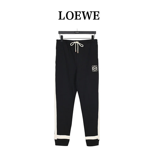 Pantaloni da abito LoeweLuo Yiwei 23Fw con scollo tondo ricamato in fettuccia intrecciata color bloc