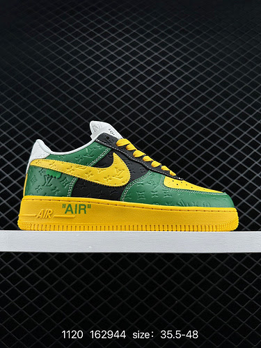 22 Louis Vuitton x Nike Air Force Low Nike Air Force 1 lowtop giallo verde e nero LV sneakers basse 