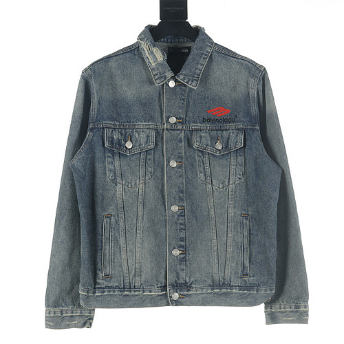 Giacca in denim Balenciaga BLCG 23Fw ricamata 3M a profilo ampio