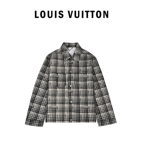 LVLouis Vuitton nuova giacca camicia a maniche lunghe in denim scozzese autunno e inverno