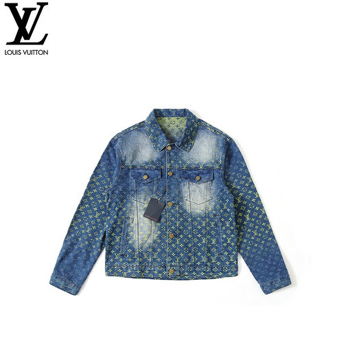 lvLouis Vuitton 23ss giacca in denim sfumato jacquard con stampa all-over