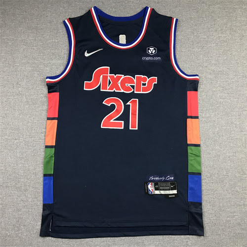 76ers No. 21 Embiid 75th Anniversary City Edition Dark Blue