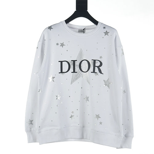 Felpa Dior CD 23Fw girocollo con stella a cinque punte color argento caldo