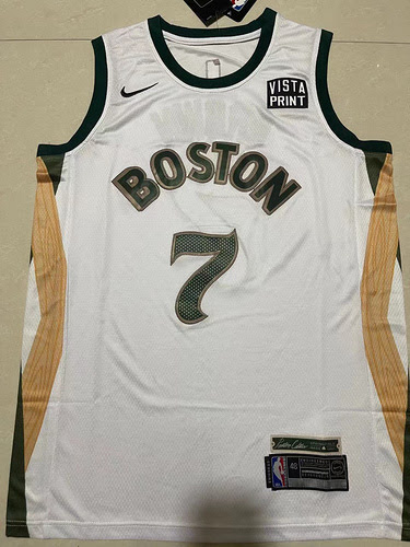 Celtics No. 7 Jaylen Brown White 24th Season Jersey