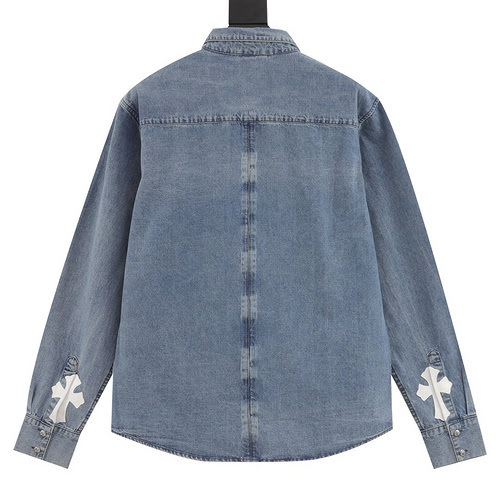 ch 23fw camicia in denim di pelle bianca stile vic