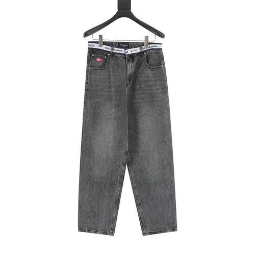 Pantaloni in denim con nastro web in vita Blcg