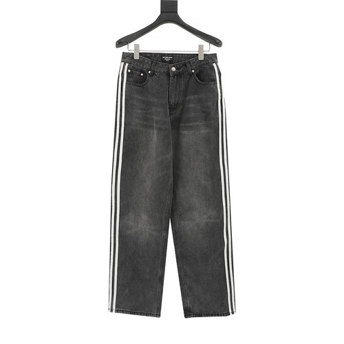 Pantaloni BLCG X Adidas in denim lavato con bordo rigato stile joint