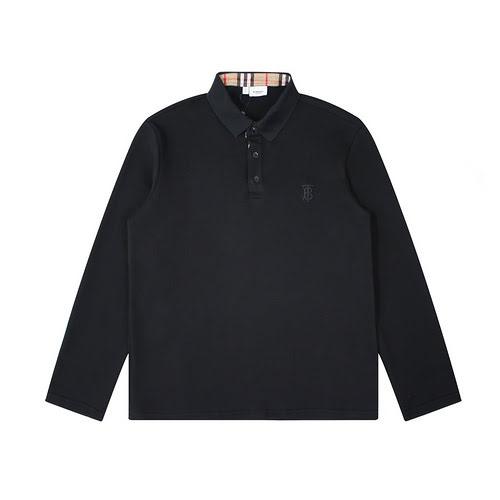 Polo a maniche lunghe ricamata con logo TB classico tinta unita BBR Burberry