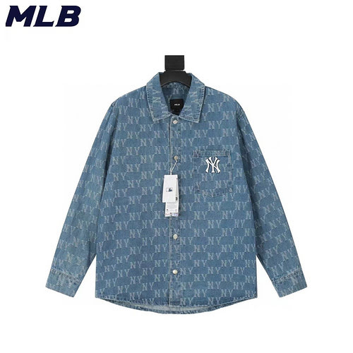 Camicia in denim con logo ricamato jacquard all-over degli MLBNY Yankees 2023FW