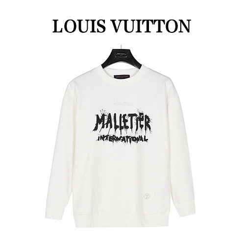 Felpa girocollo in pile versatile con logo LVLouis Vuitton 23Fw con rendering dell'inchiostro