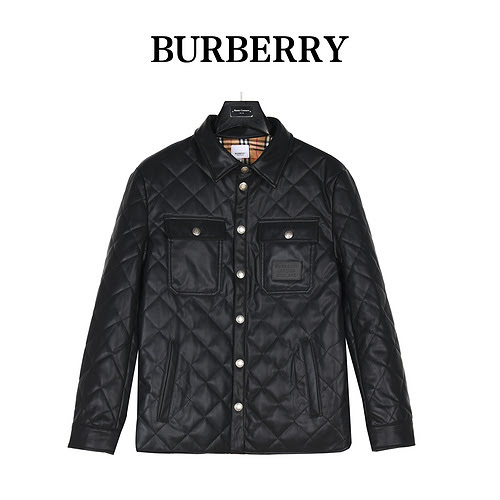 BBRBurberry 23Fw giacca in cotone con molletta in pelle e tasca con patta