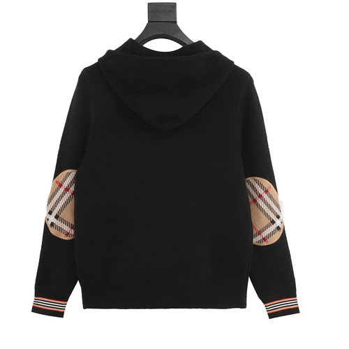 Giacca maglione con cappuccio scozzese con toppa sul braccio BBR 23FW