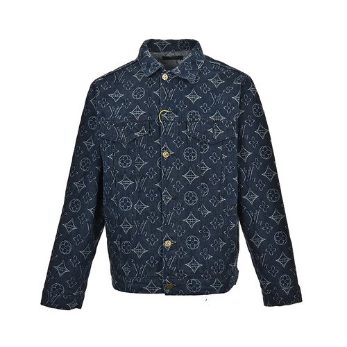 Giacca in denim presbiopia jacquard con stampa all-over LVLouis Vuitton 23Fw