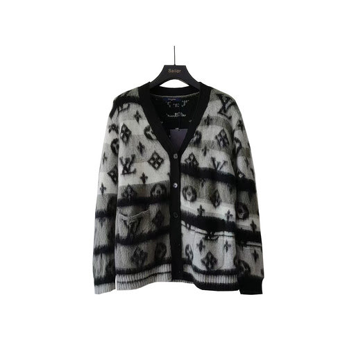 Cardigan LV Louis Vuitton 23FW in lana mohair su tutta la superficie