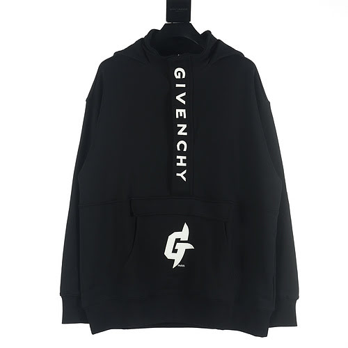 Felpa con cappuccio ricamata in pelle con mezza zip GVC 23FW di Givenchy