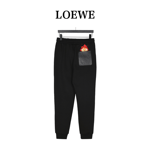 Pantaloni della tuta in pile con tasca in pelle ricamata a fiamma Loewe x Howls Moving Castle