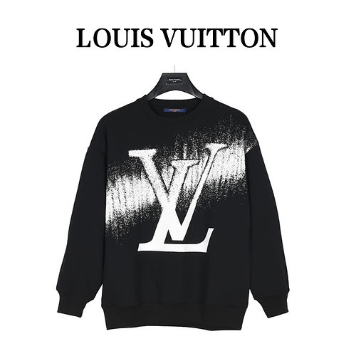 Felpa girocollo di LVLouis Vuitton 23ss con stampa splashink a grandi lettere sfumate