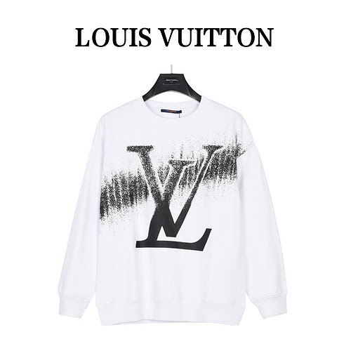 Felpa girocollo di LVLouis Vuitton 23ss con stampa splashink a grandi lettere sfumate