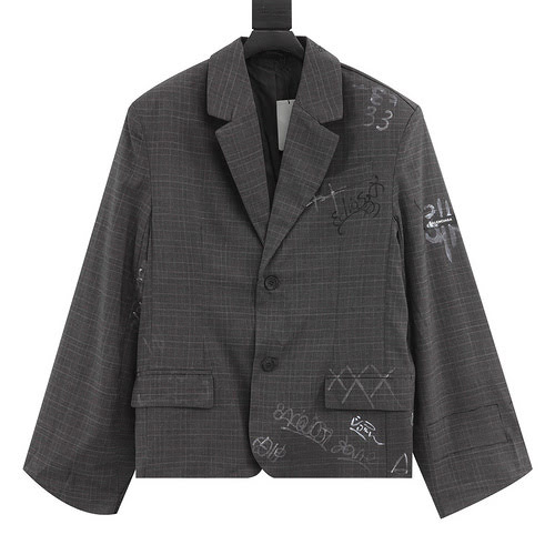 Blazer scozzese con graffiti Blcg 23FW